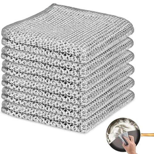 6 Pack Reusable Steel Wire Scrub Cloths, Heavy-Duty Double-Layer Cleaning Pads for Kitchen, Dishes, Oven & Sink - color: 6 Pairs of Double-layer Cloths