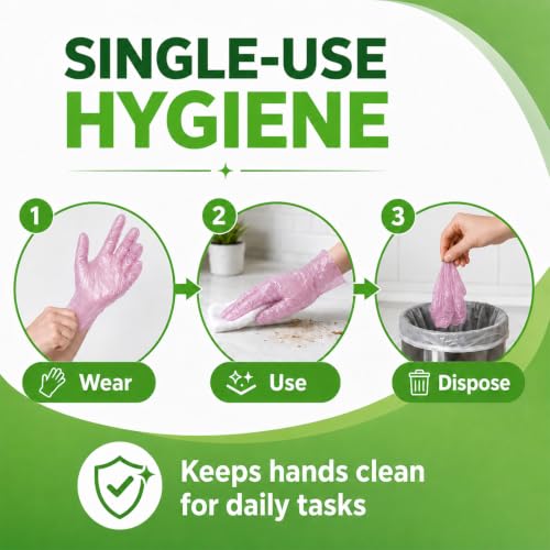 Disposable Plastic Gloves Food Handling Service Gloves Disposable For Cooking - style: Pink100pcs