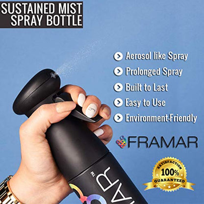 FRAMAR Premium Hair Mister Spray Bottle – Continuous Spray Bottle For Hair, Water Sprayer, Continuous Mister for Salon Supplies – Ultra Fine Mist – Black 250 ml - color: Black