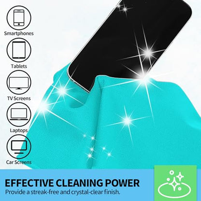 Microfiber Cleaning Cloth - 10 Pack Glasses Cleaning Cloth, 16" x 14" Window Cleaning Rags, Streak Free Lint Free Polishing Cloths Wipes for Eye Glass, Stainless Steel, Windshield, Turquoise - color: Turquoise, size: 16" x 14"