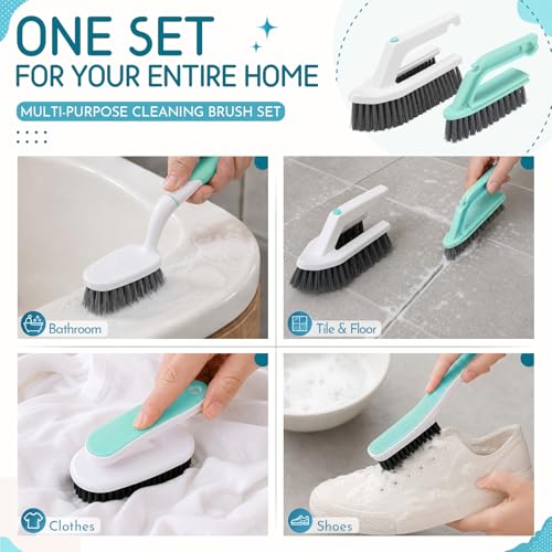 10 Pack Dish Brush Set for Household Use Kitchen Scrub Brushes with Non-Slip Long Handle Multi-Purpose Cleaning Brushes for Dishes Pot Pan Kitchen Sink Tub Cup Clothes Shoes Floor(Blue) - color: Blue