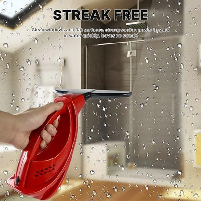 Window Vacuum Squeegee Cordless, Window Vac with Detachable 200ml Water Tank and Strong Suction, Electric Window Cleaning Tool for Window, Mirror, Countertop, Tile