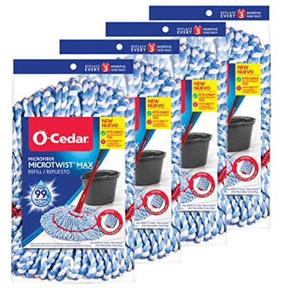 O-Cedar MicroTwist MAX Microfiber Refill (Pack of 4) - size: 4 Pack