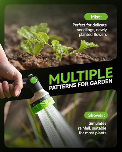 RAINPOINT Hose Sprayer Nozzle Heavy Duty - 8 Spray Patterns Garden Hose Nozzle with Adjustable Flow Control for Watering Plants, Washing Cars,Washing Pets, Thumb Control (Green) - color: Green