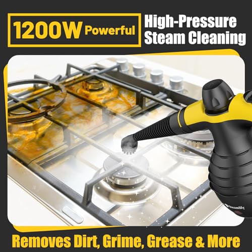 Pressurized Handheld Steam Cleaner with 10pcs Accessories & Safety Lock, Multi-Purpose & Powerful Home Use Steamer for Cleaning, Car, Bathroom, Shower, Upholstery, Grout, Window