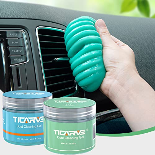 TICARVE 2Pack Cleaning Gel for Car Putty Car Slime Cleaning Car Detail Putty Tools Car Interior Cleaner Automotive Car Cleaning Kits Keyboard Cleaner Blue Green (320g/11.2oz) - color: Blue+Green
