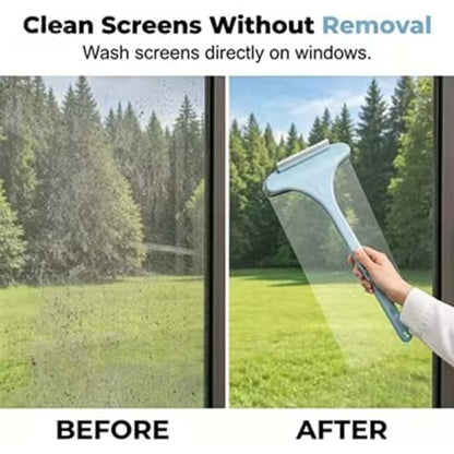 2 in 1 Window Screen Cleaning Brush, Mesh Window Screen Cleaner Tool with Squeegee, Multifunctional Screen Cleaner Tool for Patio Door Porch Screens