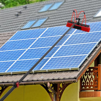35FT Water Fed Pole Kit Adjustable Solar Panel Cleaning Kit with Telescopic Pole & Rotatable Brush for Window Glass Roof Outdoor Cleaning Equipment - size: 35.43FT