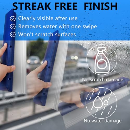 Professional Automotive Wiper Blade Squeegee, 12 inch 3-Layer Silicone Water Blade, Super Flexible T-Bar Squeegee Wiper, Car Handheld Quick Drying Squeegee for Glass or Home Windows