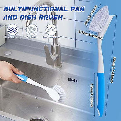 Hsei 30 Pcs Blue Kitchen Scrub Dish Brush Bulk with 11 Inch Handle Cleaning Dish Scrubber with Stiff Bristles Washing Scrub Brushes for Housekeeping for Pots and Pans, Kitchen Sink - color: Blue