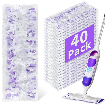 40 Pack Disposable Power Mop Refills Pads Compatible with Swiffer Power Mop,Spray Wet Pads Refill,Disposable Spray Mopping Pads Refills for Multi-Surface Floor Cleaning - color: 40 Count Purple