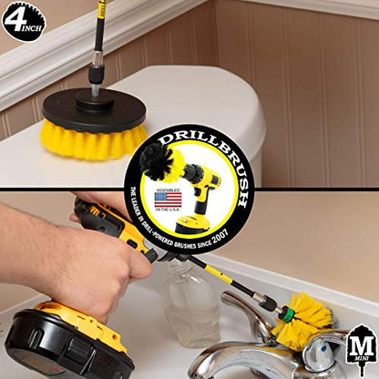 Bathroom Accessories - Cleaning Supplies - Drill Brush - Grout Cleaner - Shower Cleaner - Scrub Brush for Shower - Tile Cleaning Brush - Bathroom Cleaning Tools - Drill Brush Attachment Set - Bathtub - color: Yellow