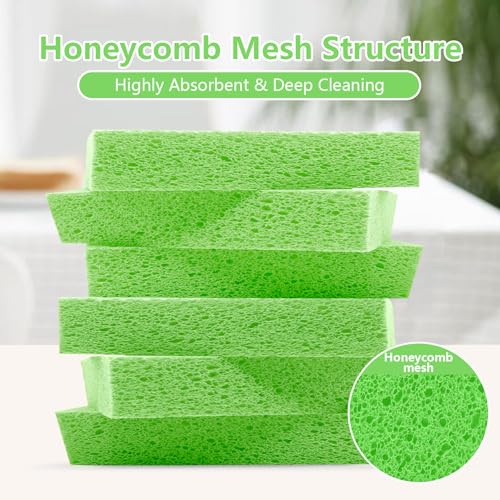 Cellulose Sponges, Large Size 4" x 6" x 1" - Heavy Duty Scrub Kitchen Sponge, Clean Tough Messes Without Scratching Kitchen Cleaning Pads, Pop Up Eco DIY (6 Pack), Green - color: Green