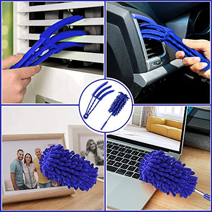 Buysenton Microfiber Duster, 8PCS Feather Duster with 100 Inch Telescoping Extension Pole, Reusable Bendable Dusters, Washable Lightweight Dusters for Ceilings Fans(2023 UAGRED) - color: 8pcsblue