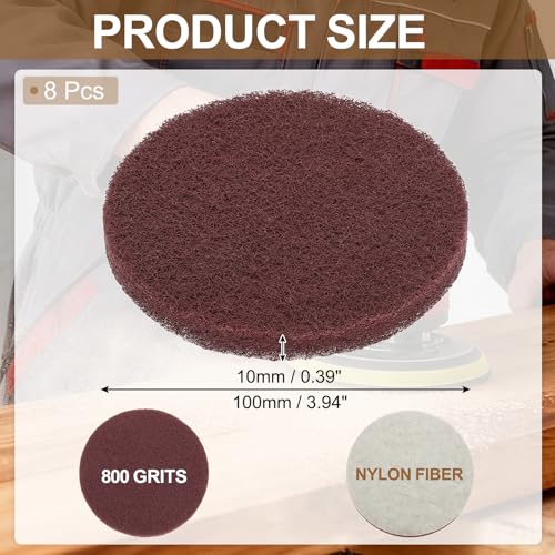 uxcell 8Pcs Scrubber Scouring Pad, 4 Inch 800 Grits Drill Power Brush Hoop and Loop Scrub Pads Discs Polishing Pad for Household Furniture Automotive Cleaning, Dark Red - color: Dark Red, size: 4 Inch 800 Grits