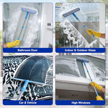 Professional Window Cleaning Kit, Window Washing Kit with 3 Gallon Bucket, 14-Inch Squeegee & 15-Inch Scrubber, 61-Inch Extendable Pole, Window Cleaning Equipment for Home & Commercial (61 inch) - size: 61 inch-1