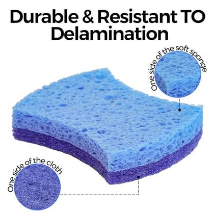 6-Pack Non-Scratch Kitchen Sponges – Durable Dish Sponges for Dishes, Pots, and Pans, Perfect for Cleaning Stainless Steel, Dishwashing, and More, Blue - color: Blue