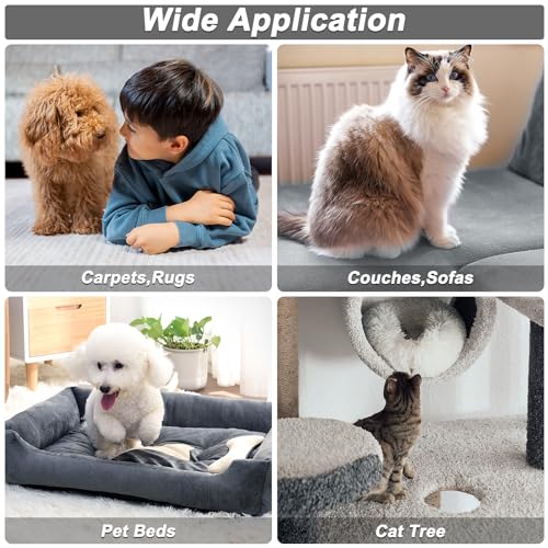 B-Land Carpet Rake for Pet Hair Removal, Reusable Pet Hair Remover with 60” Adjustable Long Handle, Carpet Scraper Broom Dog Cat Hair Remover Tool Fur Sweeper for Rugs, Mats - color: Black