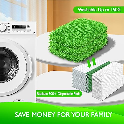 Reusable Microfiber Mop Pads Compatible with Swiffer Sweeper- 8 Pack Dry Sweeping Cloths & Wet Mopping Cloths - Washable Wet Pads Refill for Mopping Floors (Mop is not Included) - color: 8 Pack (Green)
