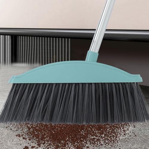 FAVOMOTO Long Handle Sweeping Broom for Floor Cleaning Nordic Blue Heavy Duty Indoor Dust Broom Kitchen and Home Cleaning Tool Suitable for Pet Hair and Daily Sweeping