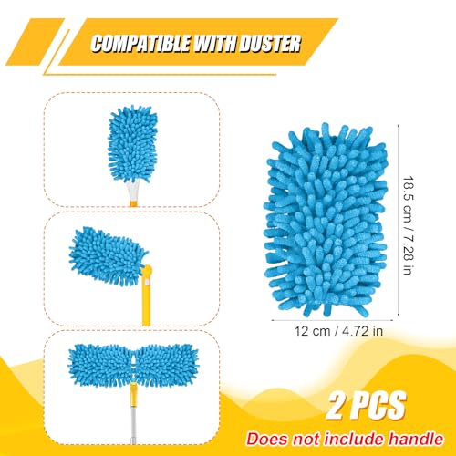 2pcs Duster Refills, Microfiber Dusters Heavy Duty Refills 360 Ceiling Fan Duster Replacements Reusable Hand Dusters for Cleaning (Blue) - color: Blue