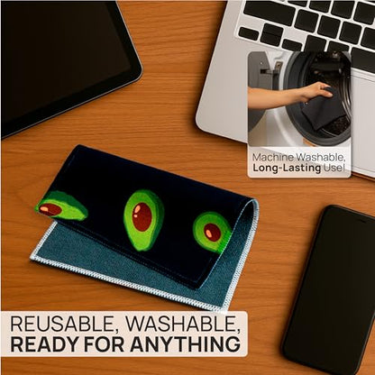 Microfiber Wholesale Quick Cloth Glasses Cleaning Cloths–5x7 Avocado 2-Pack with Case | Double-Sided Lens Cleaner for Eyeglasses, Camera, Screens & Glass | Reusable Microfiber Glass Polishing Cloths - color: Avocado, size: 5"x7"
