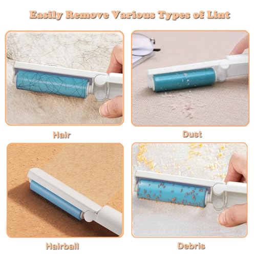 Mini Reusable Lint Roller for Travel, 8 Pack Washable Foldable Lint Remover with Sticky Gel, Portable, Compact and Easy to Clean for Clothes and Luggage Use (Blue) - color: 8 Pack, Blue