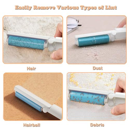 Mini Reusable Lint Roller for Travel, 8 Pack Washable Foldable Lint Remover with Sticky Gel, Portable, Compact and Easy to Clean for Clothes and Luggage Use (Blue) - color: 8 Pack, Blue