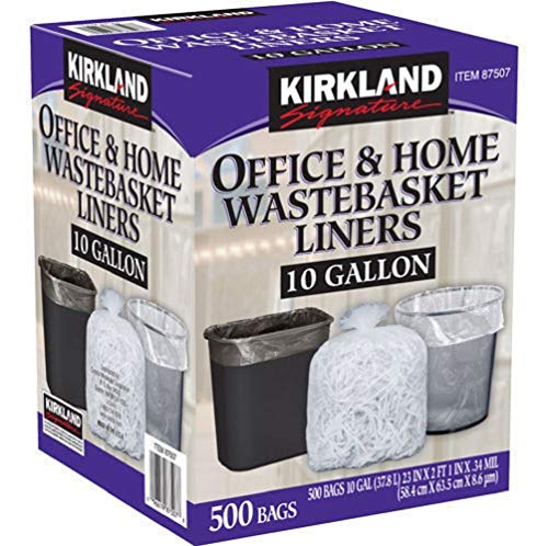 Kirkland Signature-87507 Wastebasket Liners, Clear, 10 Gallon, 500 ct - color: Clear, size: 1 Count (Pack of 500)