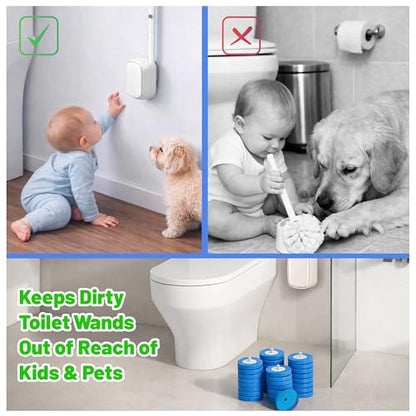 CiLoN 30 Pack Auto-Open Lid Disposable Toilet Bowl Brush & Holder System | Wall-Mounted Disposable Toilet Cleaning Set For Touch-Free Space-Saving Hygienic Modern Bathrooms (Starter Kit + 30 Sponge) - size: Starter Kit + 30pcs Refill Heads