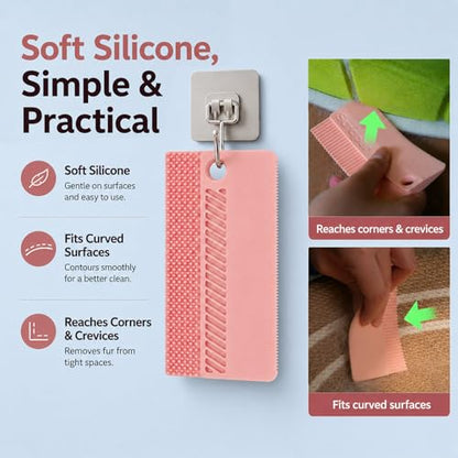 2 Pack Portable Pet Dogs Cats Hair Remover Lint Removal Shaver Tool Fur Scraper Carpet Rake for Couch Furniture Car Mats Fabric Sofa Clothes Bedding Pink - color: Pink