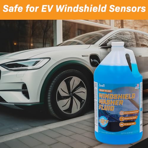 ZeroR® Windshield Washer Fluid, Ready to Use, +32°F Formula for Streak-Free Automotive Glass, Bug Splatter & Road Grime | Made in USA | 128 fl oz each (2 Gallons) - size: 128 Fl Oz (Pack of 2)