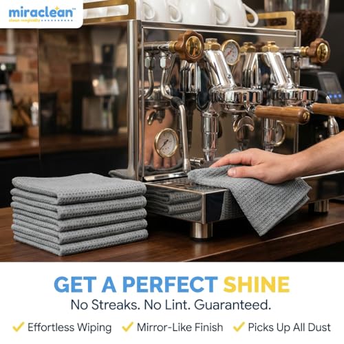MIRACLEAN Waffle Weave Microfiber Towel, 12 x 12 inches, Barista Towels, Lint Free Cloth, Glass Towels, Waffle Towels Car Detailing, 6 Pack Premium Microfiber Cleaning Cloth - size: 6 Pack