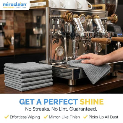 MIRACLEAN Waffle Weave Microfiber Towel, 12 x 12 inches, Barista Towels, Lint Free Cloth, Glass Towels, Waffle Towels Car Detailing, 6 Pack Premium Microfiber Cleaning Cloth - size: 6 Pack