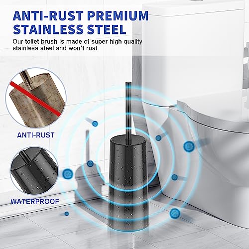 Toilet Brush and Holder, 2 Pack Toilet Brush Stainless Steel, Toilet Bowl Brush for Bathroom Toilet-Ergonomic, Elegant,Durable (Black) - color: Black