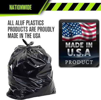 Aluf Plastics RCT-45 Star Sealed Coreless Rolls with E-Z Tie Flap Closure, 45 gal, Polyethylene, 40" x 46", Black (Pack of 100) - style: 45 Gal, 1.25 Mil Equiv, 100 Count