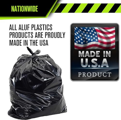 Aluf Plastics RCT-45 Star Sealed Coreless Rolls with E-Z Tie Flap Closure, 45 gal, Polyethylene, 40" x 46", Black (Pack of 100) - style: 45 Gal, 1.25 Mil Equiv, 100 Count