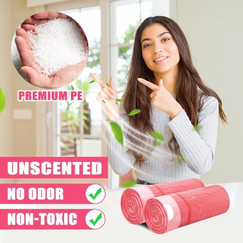4 Gallon Trash Bags Drawstring 100 Count, JUKFITA Extra Strong Small Garbage Bags, Unscented Trash Can Liners for Bathroom Restroom Office Kitchen, Red - color: Red, size: 100 Count (Pack of 1)
