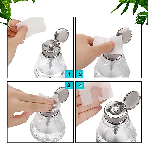 Lallisa 2 Pcs 6 Oz/ 180 ml Pump Dispenser Bottle Empty Push Down Glass Dispenser Bottle with Flip Metal Cap Makeup Remover Alcohol Pump Sanitizer Container for Nail Polish
