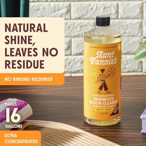 Aunt Fannie's Ultra Concentrated Hardwood Floor Cleaner, Vinegar-Free Plant Based Hardwood Floor Cleaner for Mopping, Bright Lemon Scent, 32 oz. (Pack of 1)