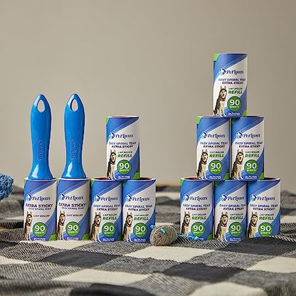 PetLovers Extra Sticky Lint Rollers and Refills - 990 Sheets, Dog and Cat Lint Remover, 9 Packs of Refills