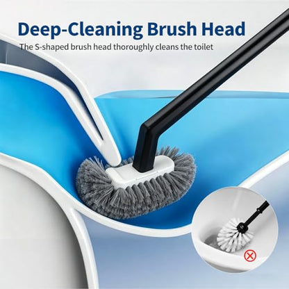 Toilet Bowl Brush and Holder Set, Premium Quality, Wall-Mounted Toilet Scrubber,Solid Handle and Durable Bristles for Bathroom Cleaning,Black(2 Replacement Brush Heads in 1 Pack)