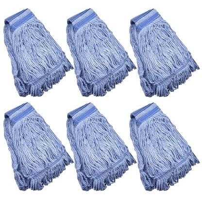 Mop Head Replacement Commercial Heavy Duty String Blue Wet Mop Heads for 3 Typs Commercial Mop Handle(6,Medium,Weight 16oz) - size: 16 Ounce