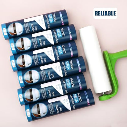 10 inch Mega Lint Roller Refills for Evercare Smart Design Layers Large Mega Lint Rollers and More, 50% More Pickup, 60 Sheets per Refill, Pack of 6, 360 Sheets Total - size: 10 inch