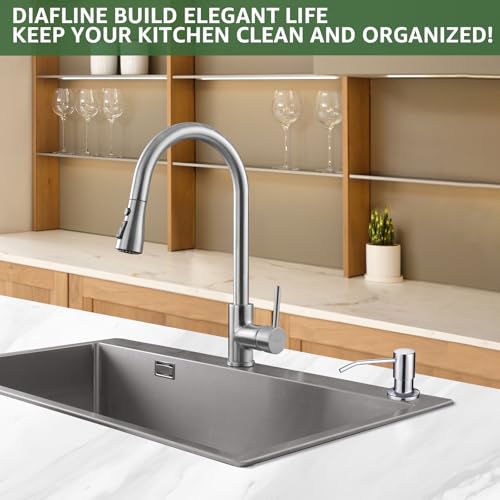 Dish Soap Dispenser for Kitchen Sink, Built in Sink Soap Dispenser Chrome, Countertop Soap Dispenser Stainless Steel Pump with 47" Extension Tube kit, No Need to Fill Little Bottle Again - color: Chrome