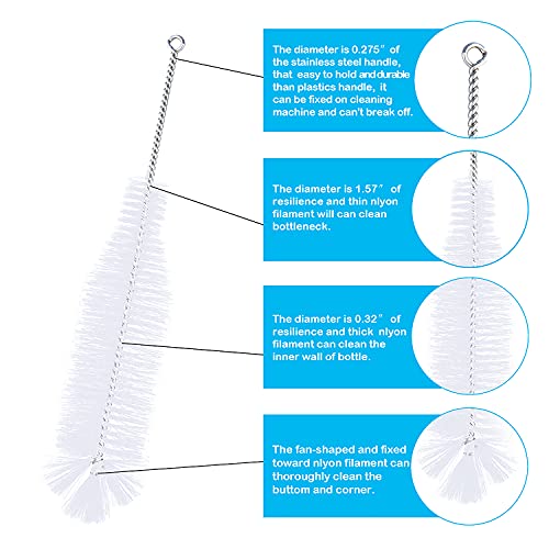 Bottle Brush - Ideal for Cleaning Narrow Neck Swing Top Glass, Brewing, Wine, Beer, Soda, Spray, Kombucha Bottles (White+2PCS) - color: A-white+2pcs