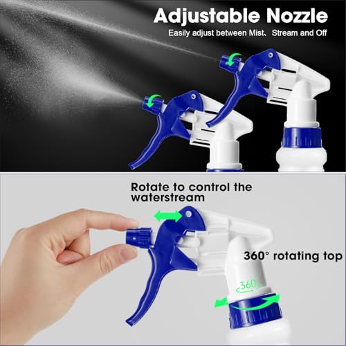Gerrii 12 Pcs Plastic Spray Bottles with Adjustable Nozzle and Label for Cleaning 24 oz Anti Leak HDPE Spraying Bottles Empty Water Squirt Bottle(Multicolor) - color: Multicolor