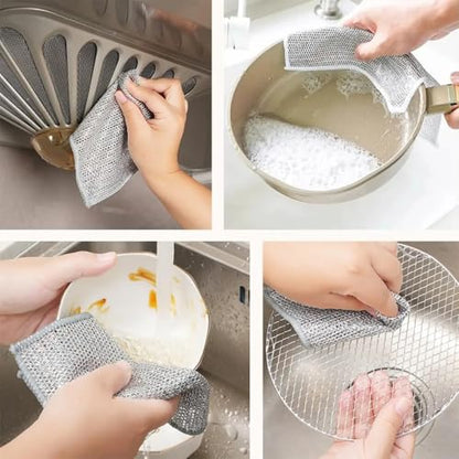 AUGHAD 12 Pcs New Upgrade Steel Wire Dishcloth,Non Scratch Wire Dishcloth for Wet and Dry Use,Powerful Cleaning Non-Scratch Wire Dishcloth Rag for Cookware, Sinks, Dishes, Stove Tops