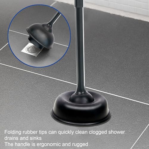 CELOX 2 Sets Black Toilet Brush and Plunger Set for Bathroom Heavy Duty - color: Shiny-black