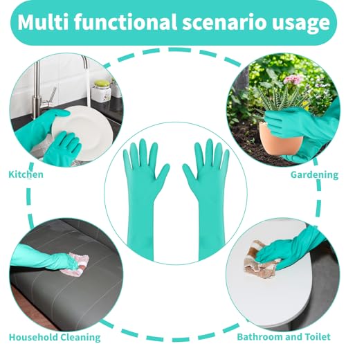 Long Sleeved Durable Nitrile Gloves 18in Reusable,Heavy duty Rubber Cleaning kitchen Cooking Anti Slip Dishwashing - size: Small